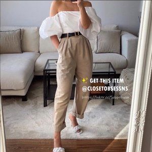 ZARA Carrot Fit Trousers with Darts Detail